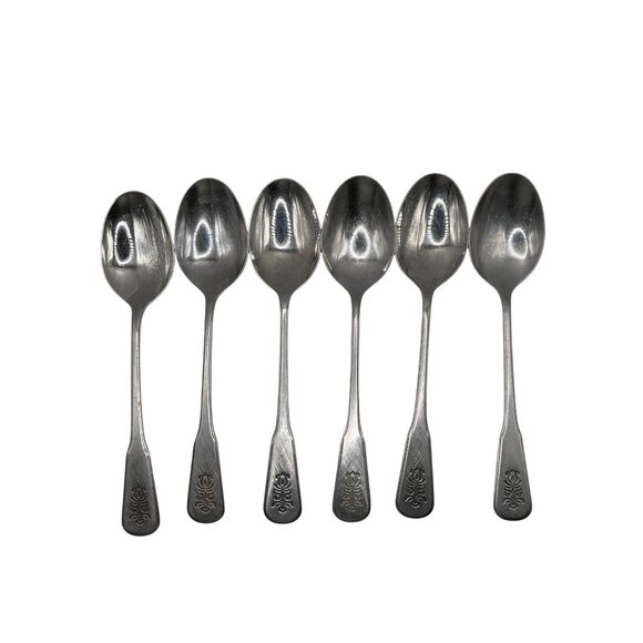 6 Oneida Deluxe Stainless Village Pattern Tablespoons Discontinued 1982-1989 Vin - Picture 3 of 5